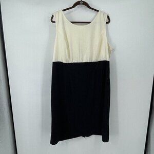 Perceptions Dress 2X Womens Sleeveless White Black Colorblock Sheath Stretch New